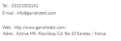 Garra Hotels telefon numaralar, faks, e-mail, posta adresi ve iletiim bilgileri